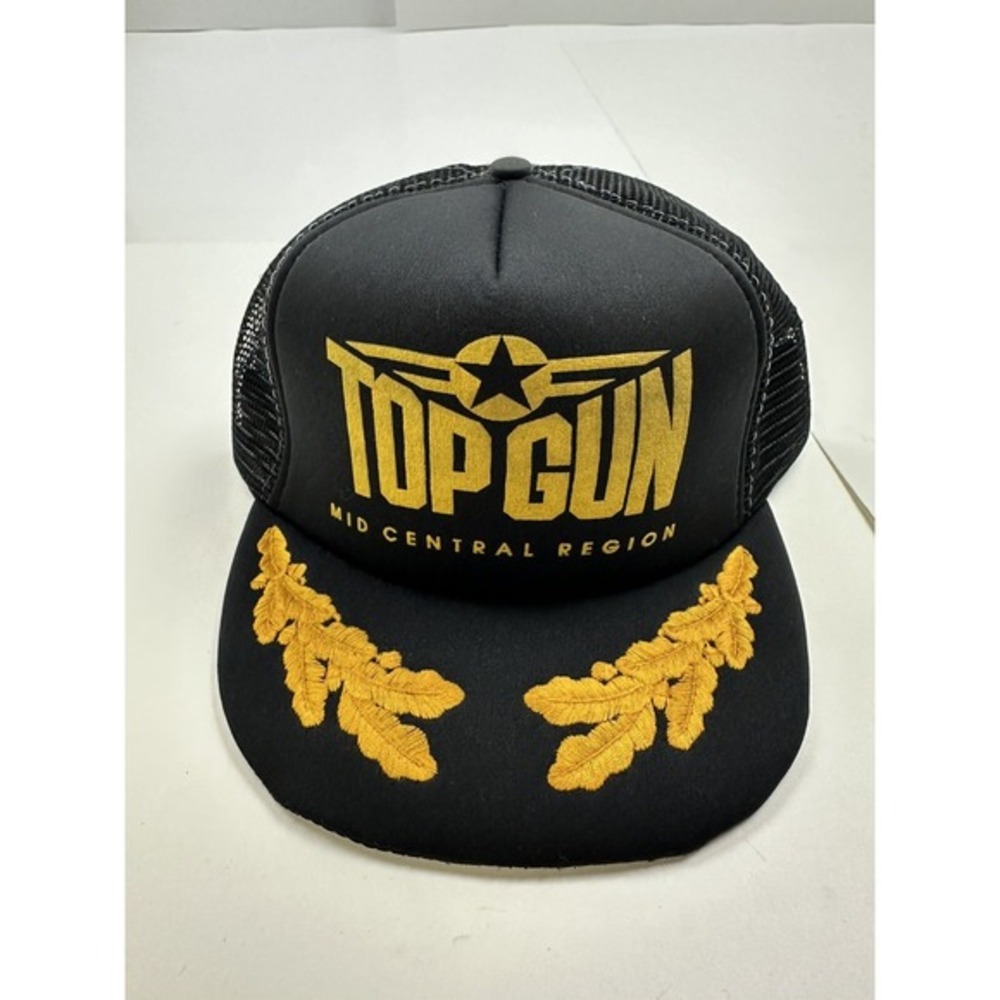 Vintage 90s Top Gun aviation Mesh trucker hat snap back Mid Central Region‎